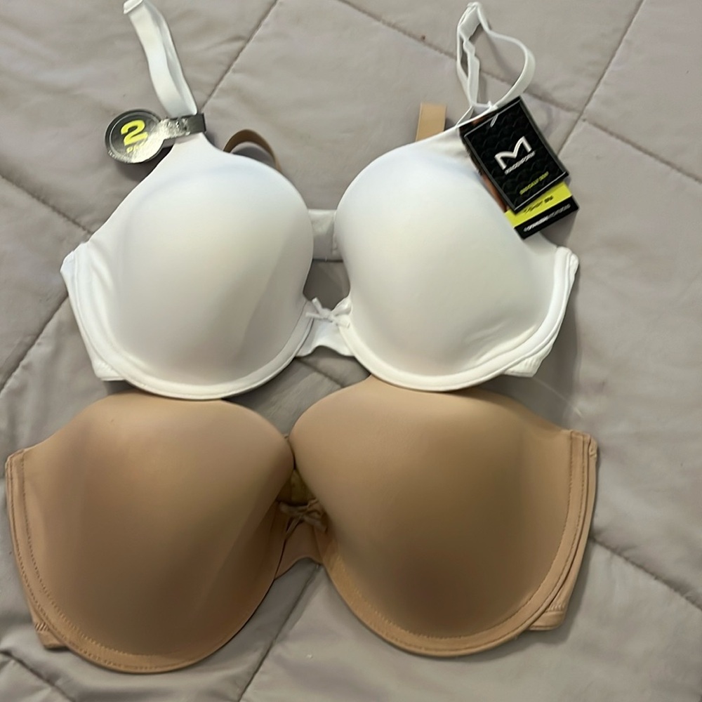 New maiden form T-shirt bras, white and ecru .  size 36 DD